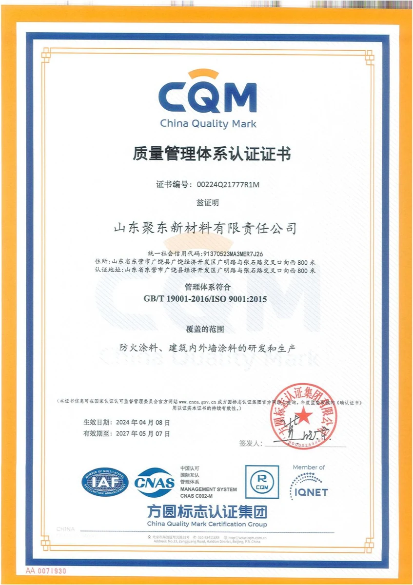 ISO 9001 management system certificate
